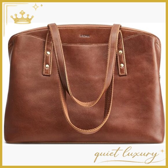 Large Leather Tote Bag for Women with Laptop Compartment Work Shoulder Bag